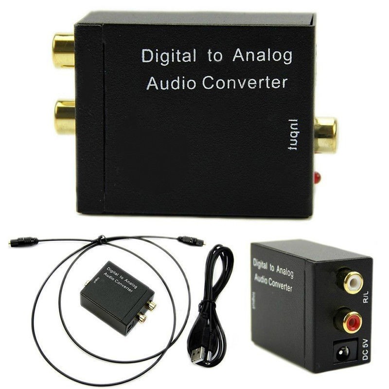 ★Digital Optical Coax to Analog RCA L/R Audio Converter Adapter with Fiber Cable