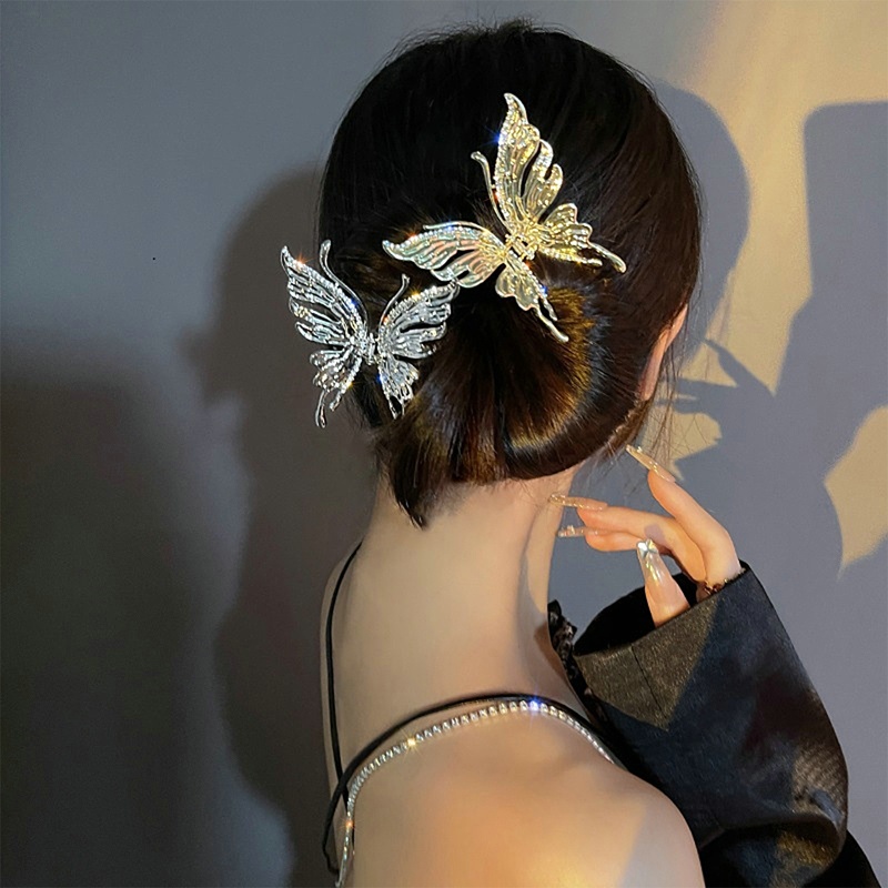 Kẹp Tóc Hình Bướm 10cm Bằng Hợp Kim Màu Vàng Phong Cách Retro Hàn Quốc Thanh Lịch Dành Cho Nữ dreamdiary