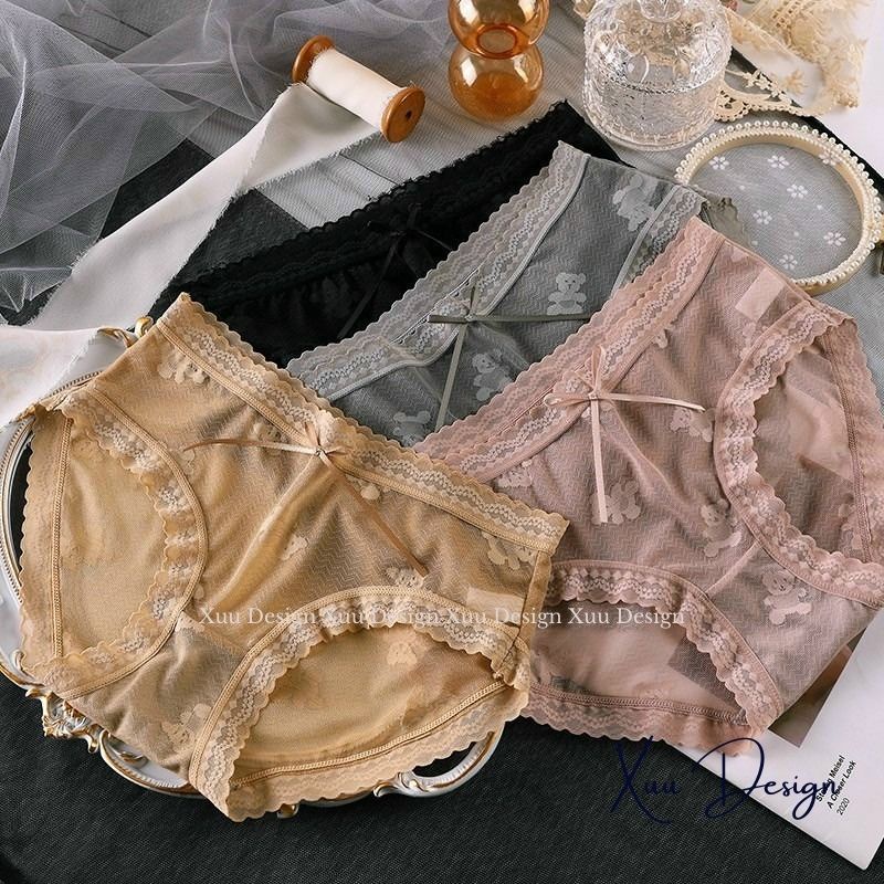 Quần lót Ren xuyên thấu sexy, quần lót nữ ren họa tiết gấu xinh xắn chất liệu thoáng khí - Wexuu Design QC105