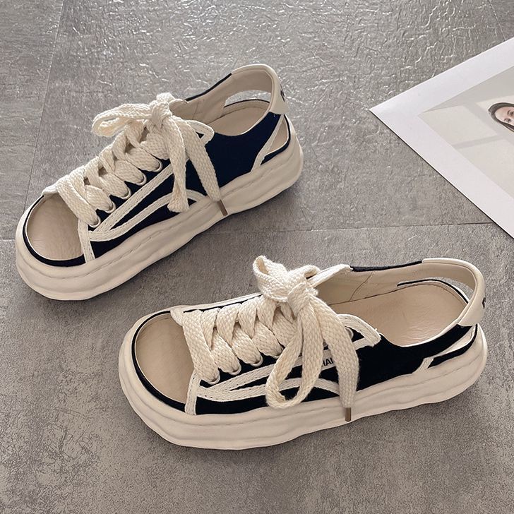 Giày Sandal Vải Canvas Đế Dày Hở Ngón Mùa Hè 2022 Phong Cách Mới Dễ Phối Đồ Cho Nữ