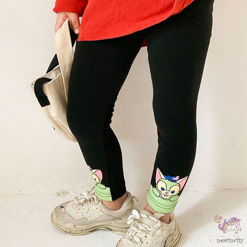 Quần Legging Lưng Cao In Họa Tiết Hoạt Hình Phong Cách Hàn Quốc Cho Bé Gái