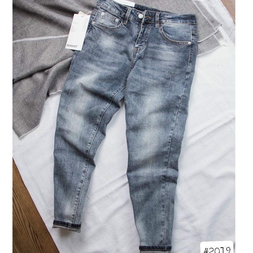 QUẦN JEAN NAM CAO CẤP CO DÃN MÀU XANH NHẠT XƯỚC NHẸ RẤT ĐẸP ms2019
