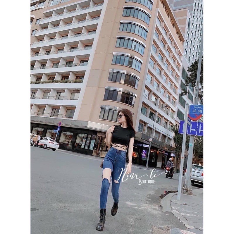 quần jeans rách vuông hót hít siêu đẹp