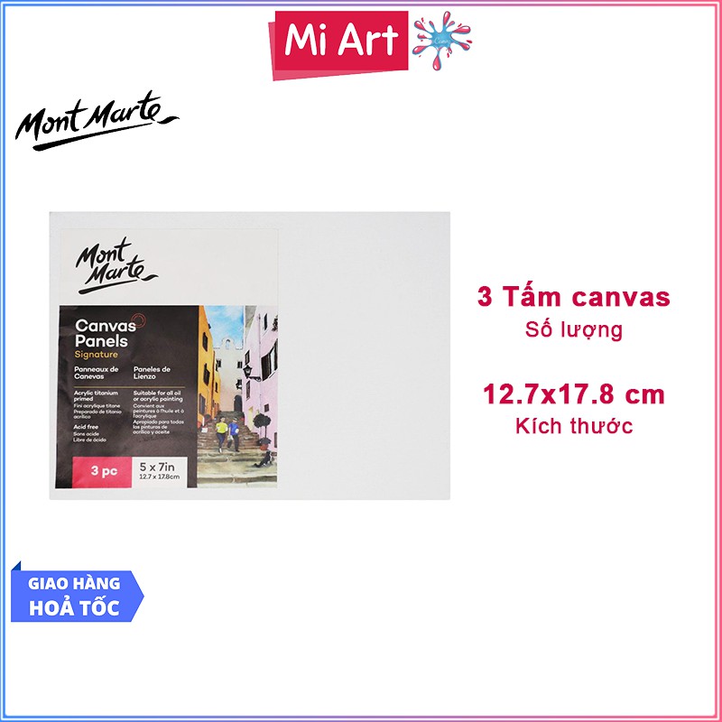Bộ 3 Tấm Canvas Panels 12.7x17.8cm Mont Marte - CMPL1318 - Canvas Vẽ Tranh, Toan Vẽ Tranh