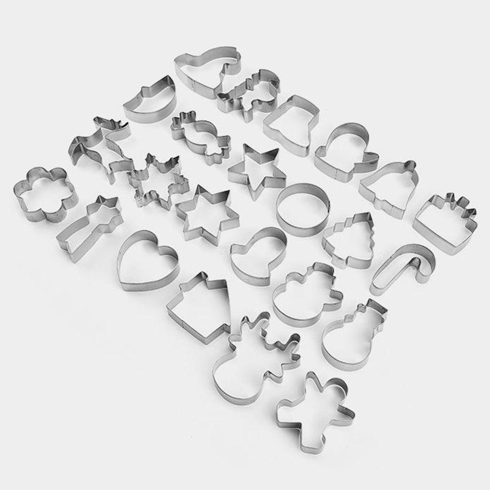 CONOPERY Bộ 24 Khuôn Làm Bánh Bằng Thép Không Gỉ Hình Giáng Sinh 3D