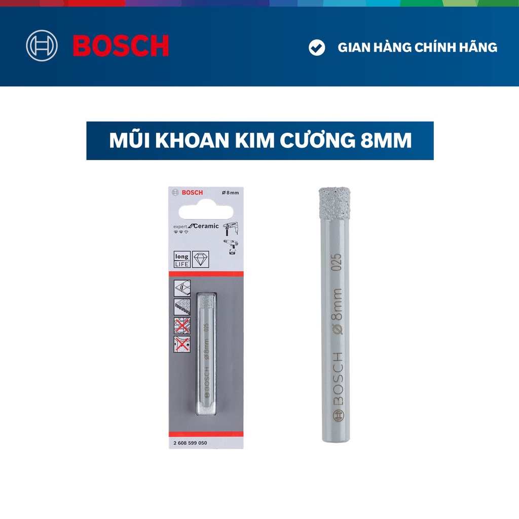 Mũi khoan kim cương Bosch 6mm/ 8mm/ 10mm/ 12mm/ 6+6+8mm (Mới)