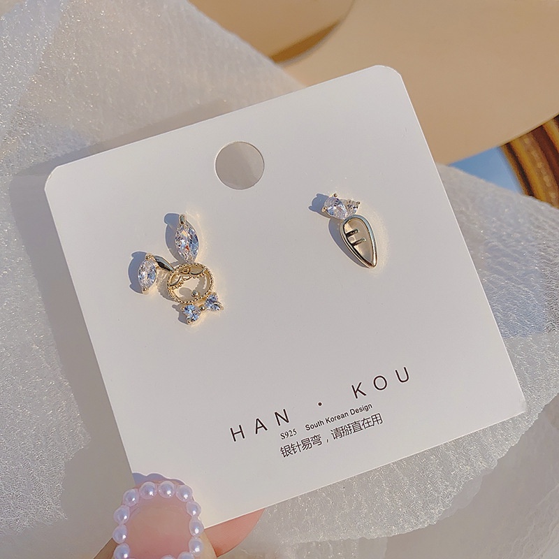 Bông Tai Bạc Đính Đá Mắt Mèo / Bướm / Ngọc Trai Phong Cách Hàn Quốc Chất Lượng Cao