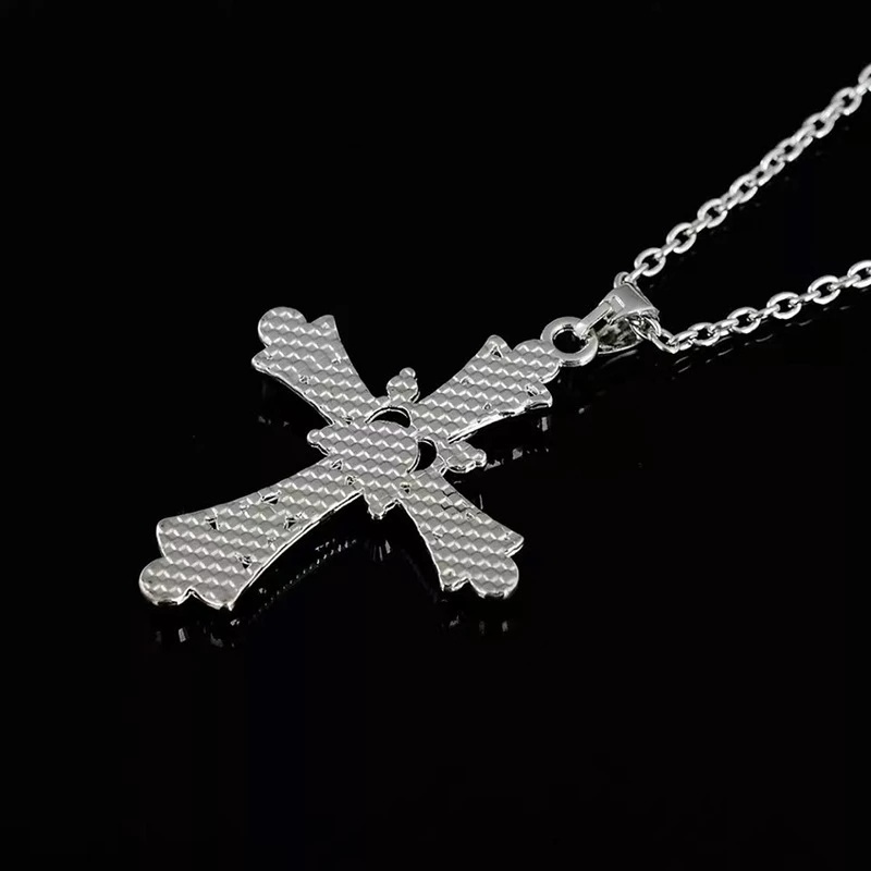 Vòng cổ Mặt Chữ Thập Đính Đá Zircon Màu Tím Phong Cách Vintage Thời Trang Cho Nam Nữ