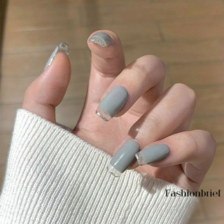 Móng tay giả màu ghi R122 tặng keo dán