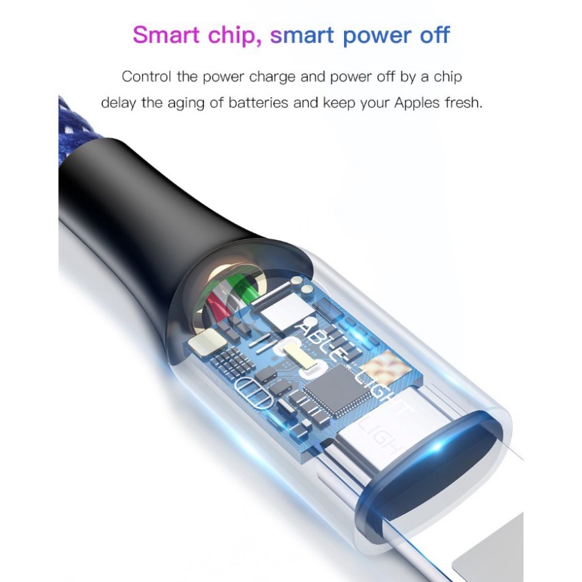 Cáp sạc thông minh Lightnin.g tự ngắt nhãn hiệu Baseus Light CALCD-01 - Hàng chính hãng