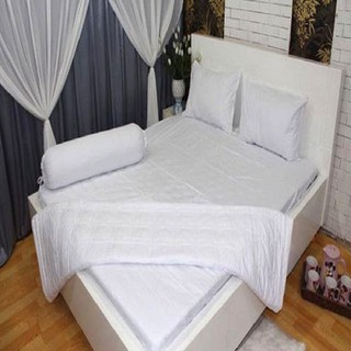 Set Bộ 4 Món Ga Gối Khách Sạn (Trắng Trơn & Sọc 3 Phân) - 100% Cotton Cao Cấp : Đủ Size