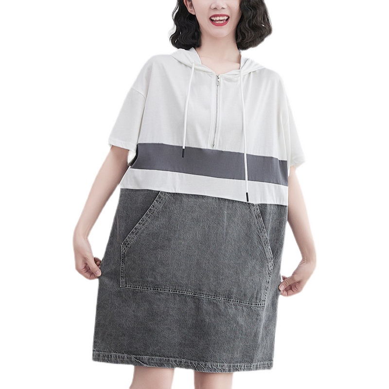 D356 váy bigsize freesize màu sắc trẻ trung có mũ kết hợp chân váy jean thời trang