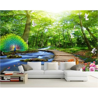 Tranh dán tường 3D  con đường - phủ kim sa (Kích thước theo yêu cầu)