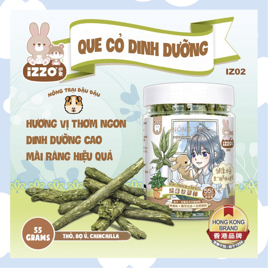 Que Cỏ Dinh Dưỡng Izzo Thức Ăn Cho Thỏ, Bọ Ú, Chinchilla 55g - IZ02