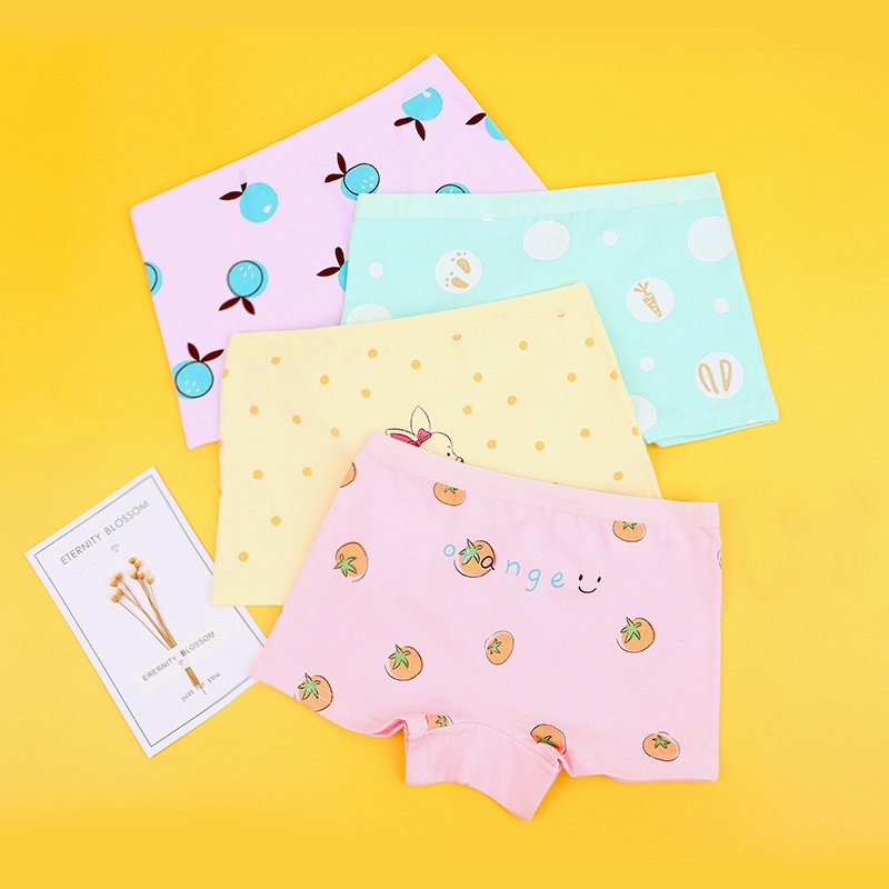 Set 4 Quần Lót Boxer 100% Cotton Thoải Mái In Họa Tiết Khủng Long Hoạt Hình Cho Bé Trai 1-13 Tuổi