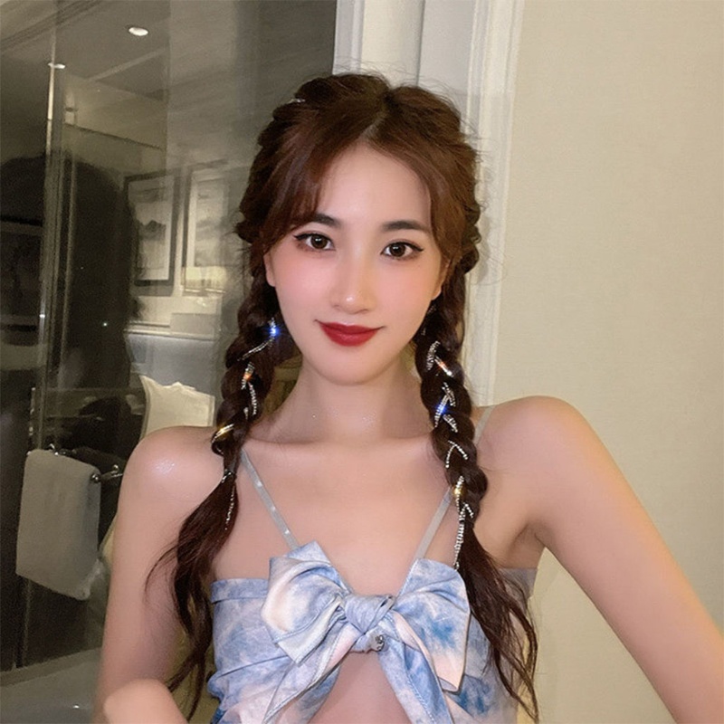 Chuỗi Dây Nối Tóc Chuỗi Hạt Pha Lê Tua Rua Phong Cách Hip Hop