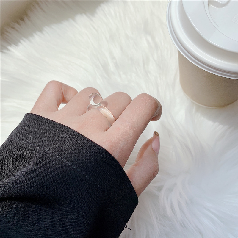 Nhẫn AY trong suốt màu kẹo thời trang Hàn Quốc thanh lịch cho nữ