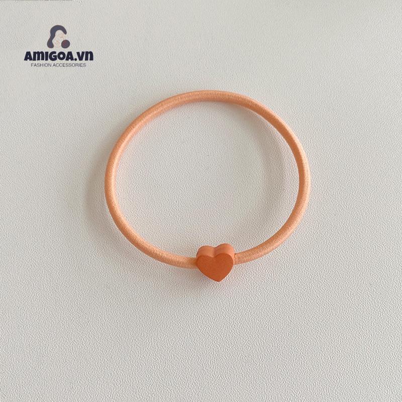 Dây Thun Cột Tóc Cao Su Co Giãn Màu Kẹo Hình Trái Tim Đơn Giản Dành Cho Nữ