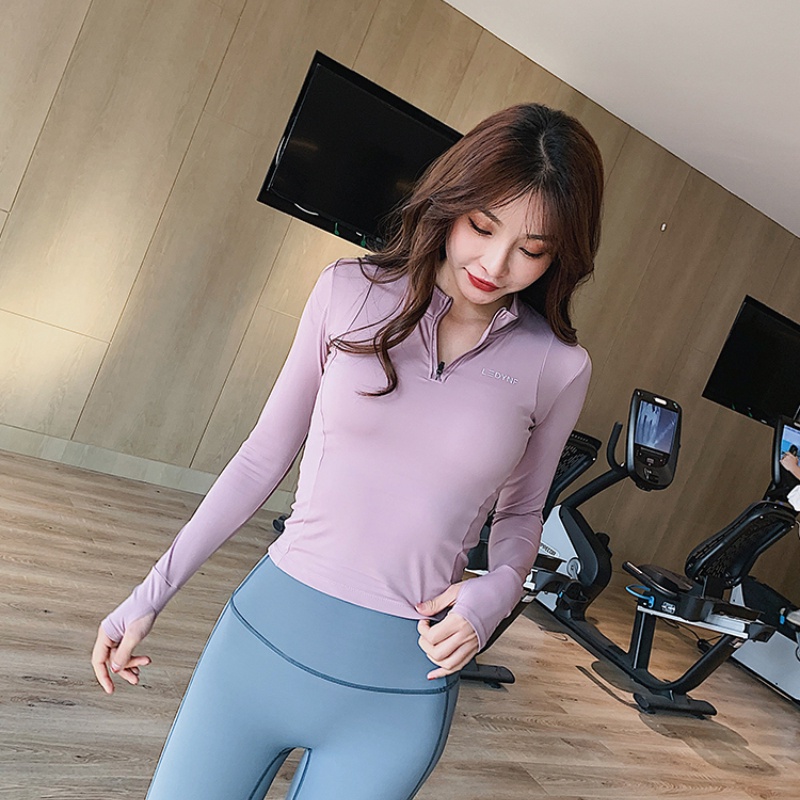 Áo tập yoga BEAUTYTREND tay dài có đệm ngực và khóa kéo tháo rời được tiện lợi