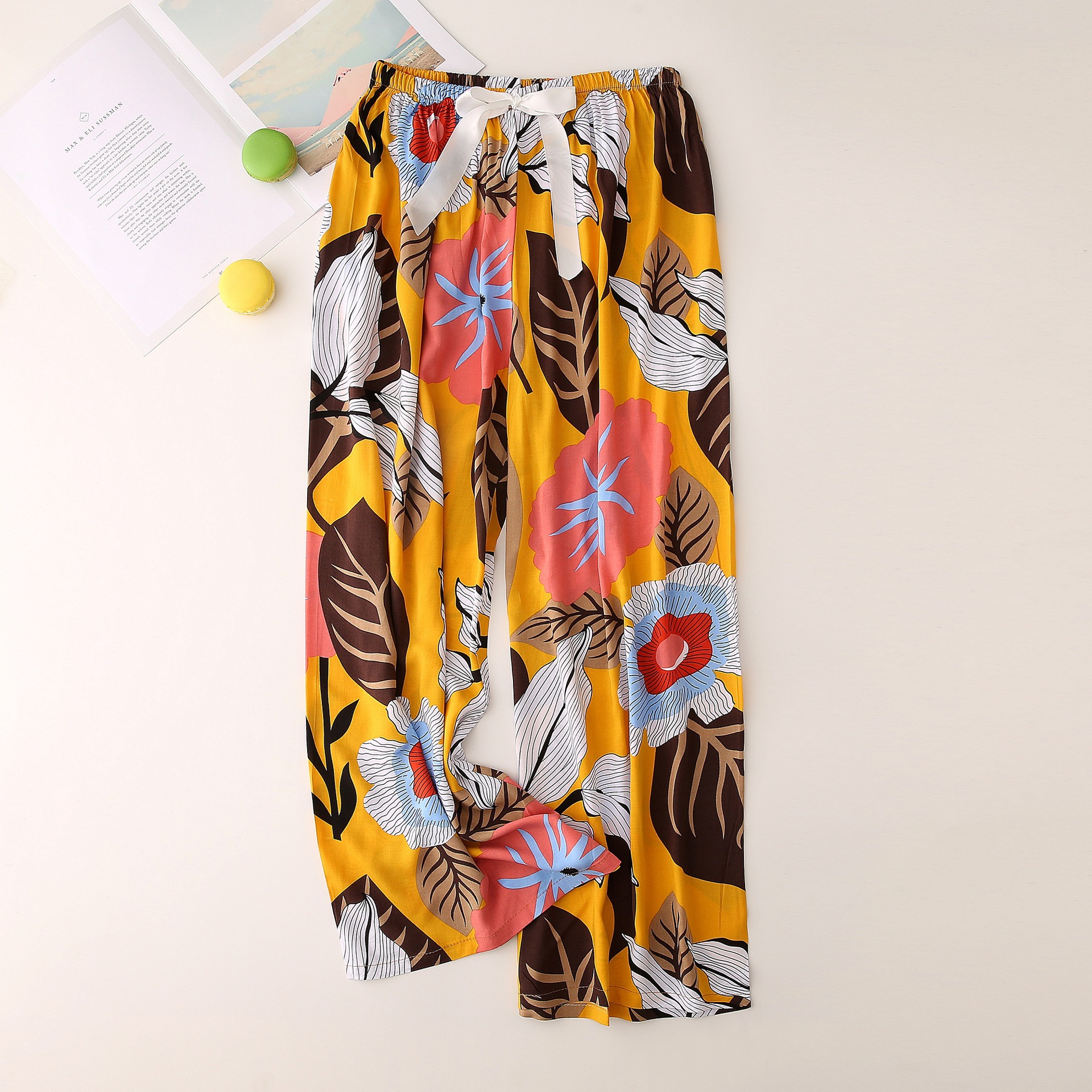 Quần Ngủ Cotton Lụa Mỏng Ống Rộng Lưng Cao Thời Trang Mùa Hè Hàng Mới Dành Cho Nữ | BigBuy360 - bigbuy360.vn