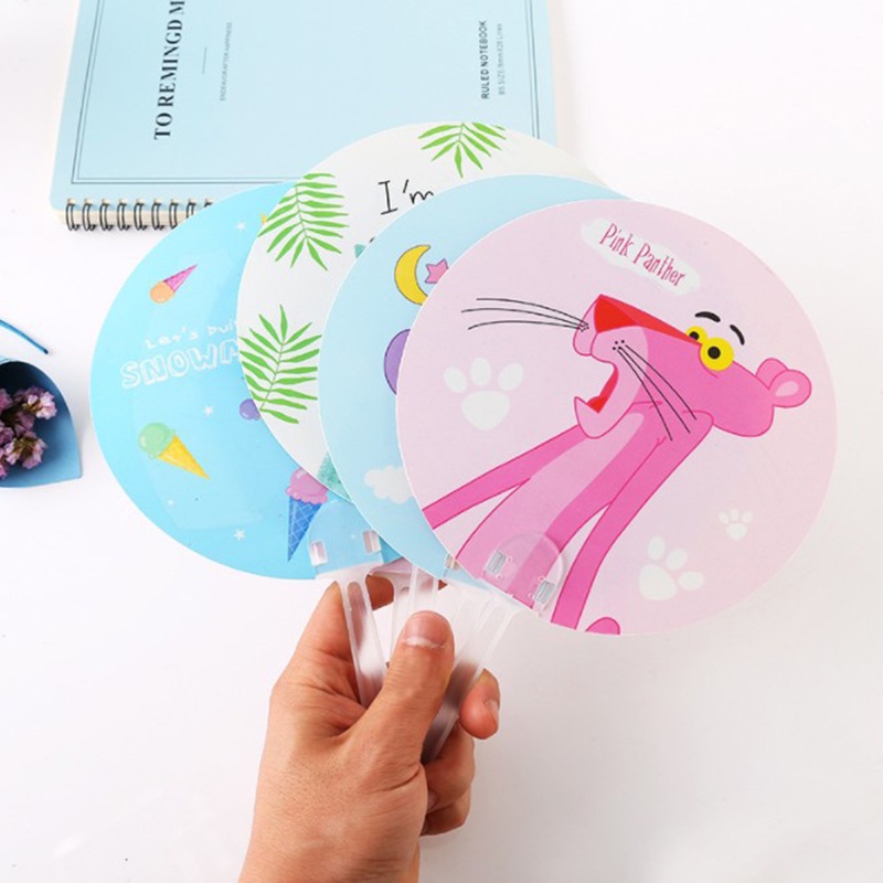 Quạt cầm tay mini hình tròn bằng nhựa họa tiết hoạt hình sáng tạo
