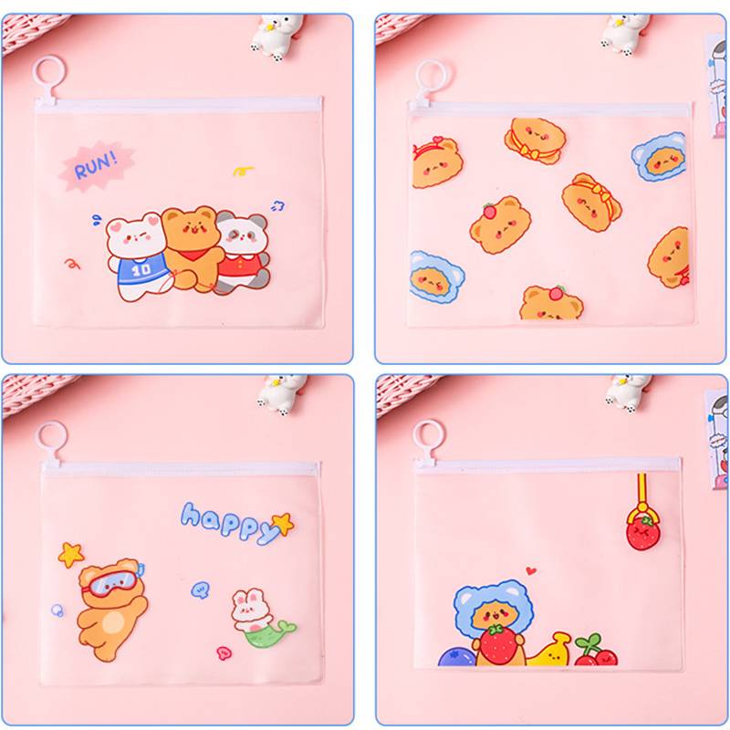 Hộp bút trong suốt túi đựng mỹ phẩm hình đáng yêu Kawaii Pencil Case Cartoon Little bear Transparent Cases Pencil Box for Boys Girl Pencilcase Pencil Bag School Supplies Stationery Gift
