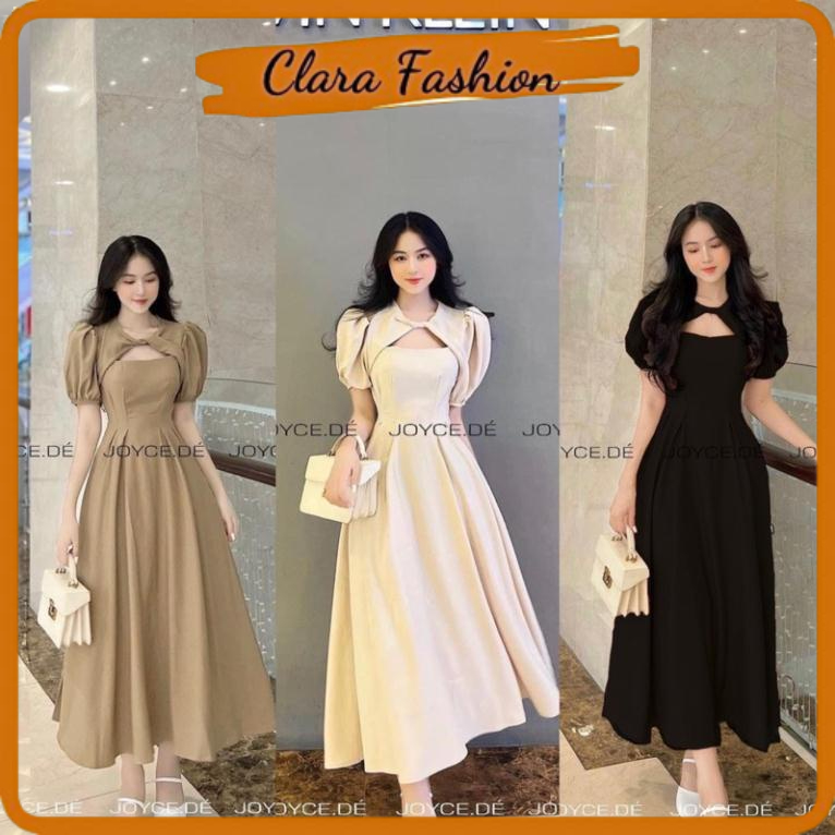 Váy Kaki Xoắn Cổ Dáng Dài 4 Màu Clara Siêu Xinh (Hàng Loại 1)