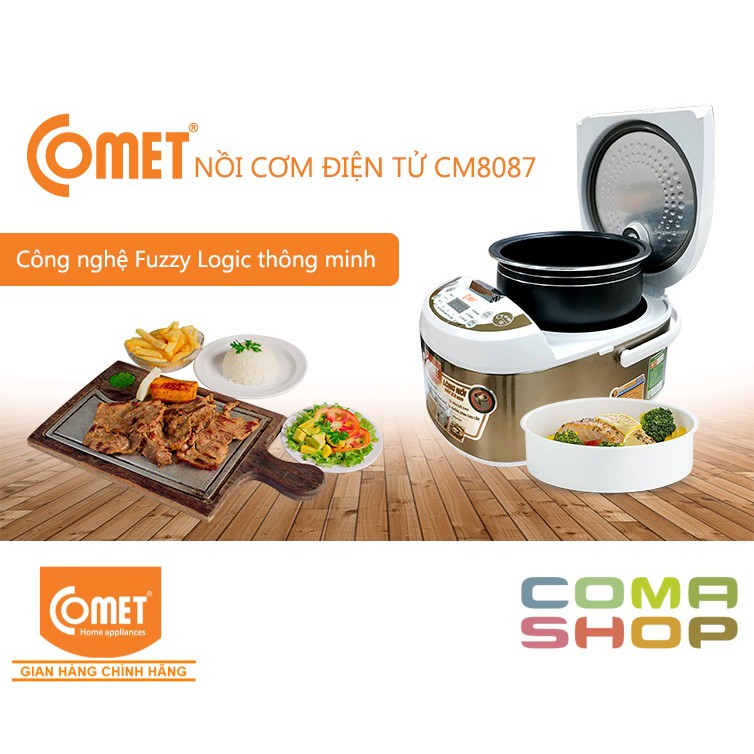 CM8087 - NỒI CƠM ĐIỆN TỬ NẮP GÀI 3D COMET 1.8L (5-6 NGƯỜI ĂN) BẢO HÀNH CHÍNH HÃNG 12 THÁNG