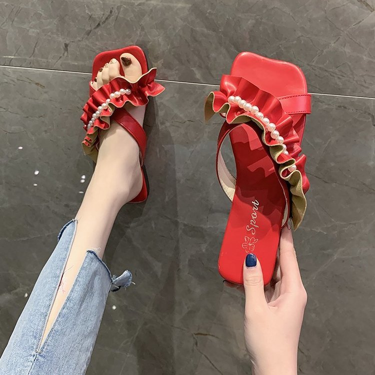 [ Mã 66CBSALE giảm 30K đơn 200K] Dép Đế Bệt Mũi Vuông Phối Ren Thời Trang Nữ Sành Điệu | BigBuy360 - bigbuy360.vn