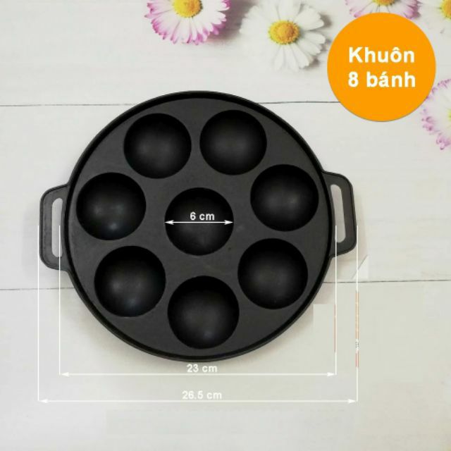 Khuôn Bánh Khọt Gang Chống Dính Cao Cấp Vạn Lợi Loại 8 Lỗ