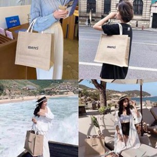 Túi cói Merci phong cách Vintage (y hình e quay),cói mềm sáng