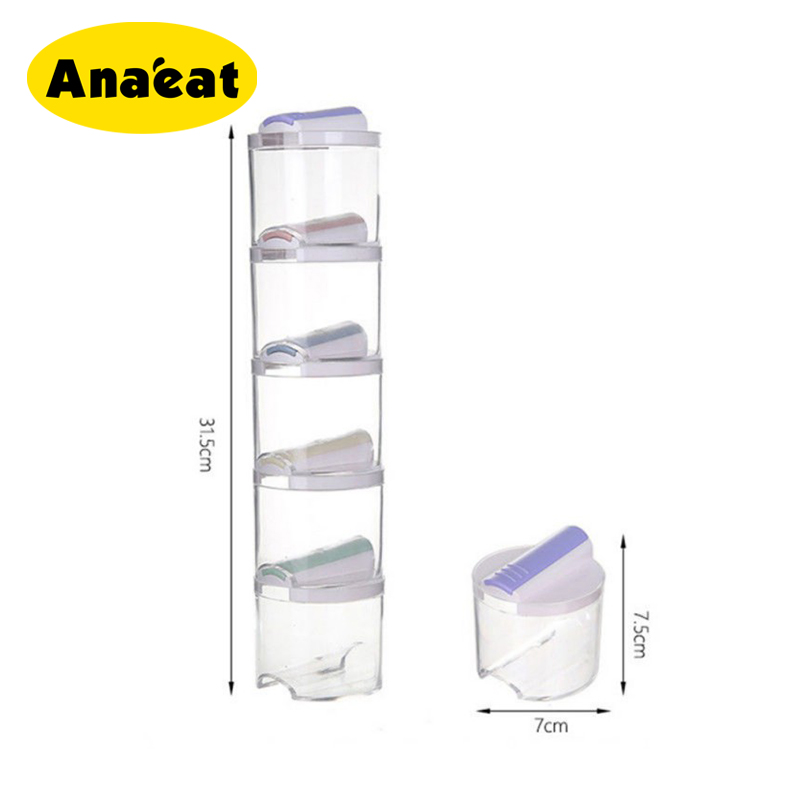 Bộ 5 Lọ Rắc Gia Vị ANAEAT Thiết Kế Trong Suốt Hình Trụ Sáng Tạo Chuyên Dụng Cho Nhà Bếp