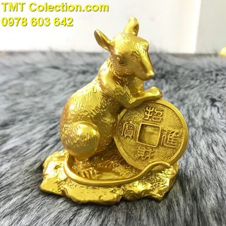 Tượng con chuột vàng, dùng để trưng bày trên bàn sách, bàn làm việc -tmt collection - sp005164