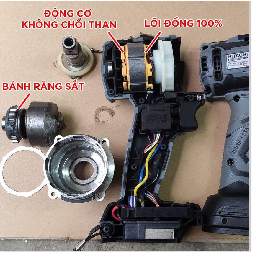 (GIÁ SỐC) Máy Siết Bulong HITACHI 88V - TẶNG 5 Đầu Khẩu - Không Chổi Than Đầu rỗng Bắt vít Khoan - 2 Pin