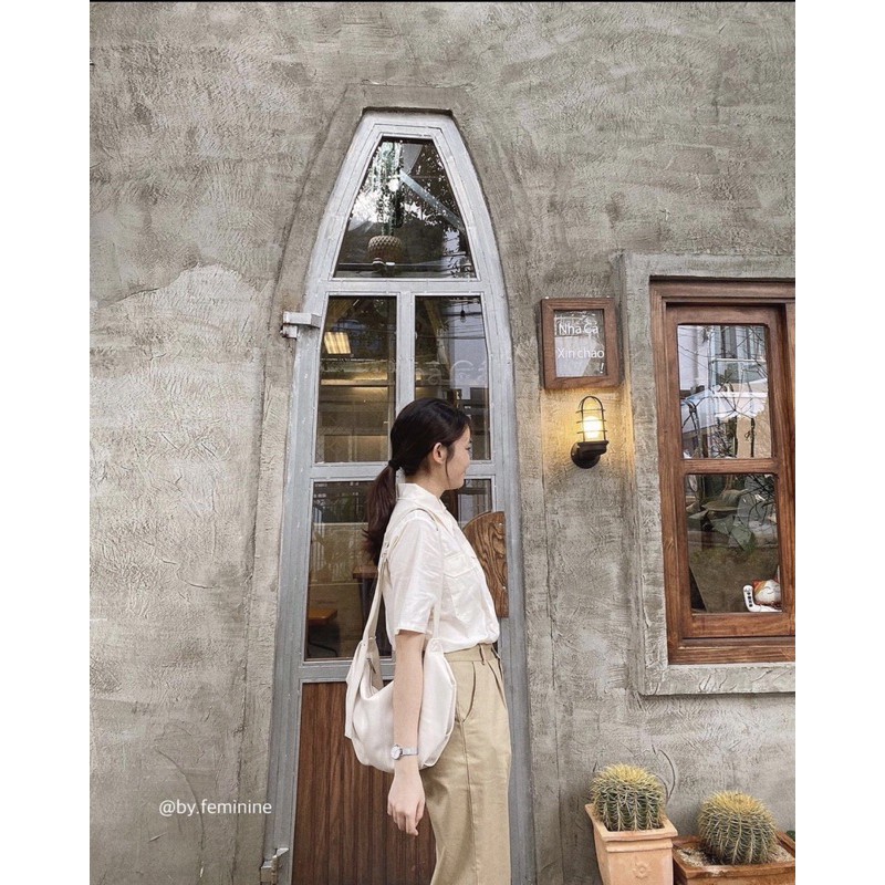 Set áo sơ mi chất vải kate mềm mịn + quần suông kaki k nhăn