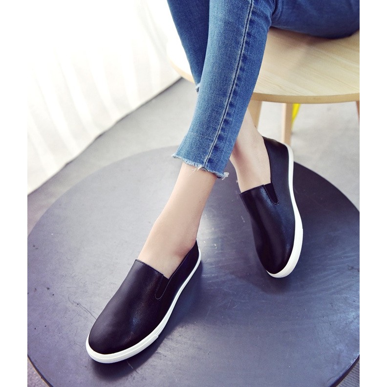 [SIÊU ÊM CHÂN] Giày slip on nữ da trơn đế thấp S150 dẻo dai, che nắng, di chuyển nhiều, đàn hồi tốt