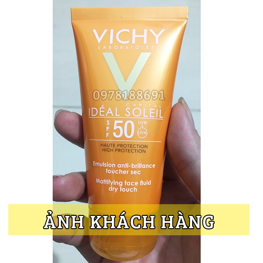 Kem Chống Nắng Vichy Capital Soleil SPF50 Face Dry Touch Không Gây Nhờn Rít Không Màu (50ml)