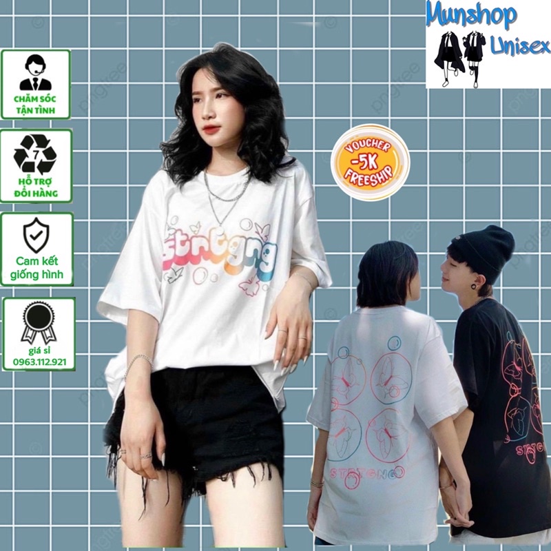 Áo thun nam nữ unisex, áo phông form rộng tay lỡ, chất vải thun cotton 100% co dãn thấm hút mồ hôi.