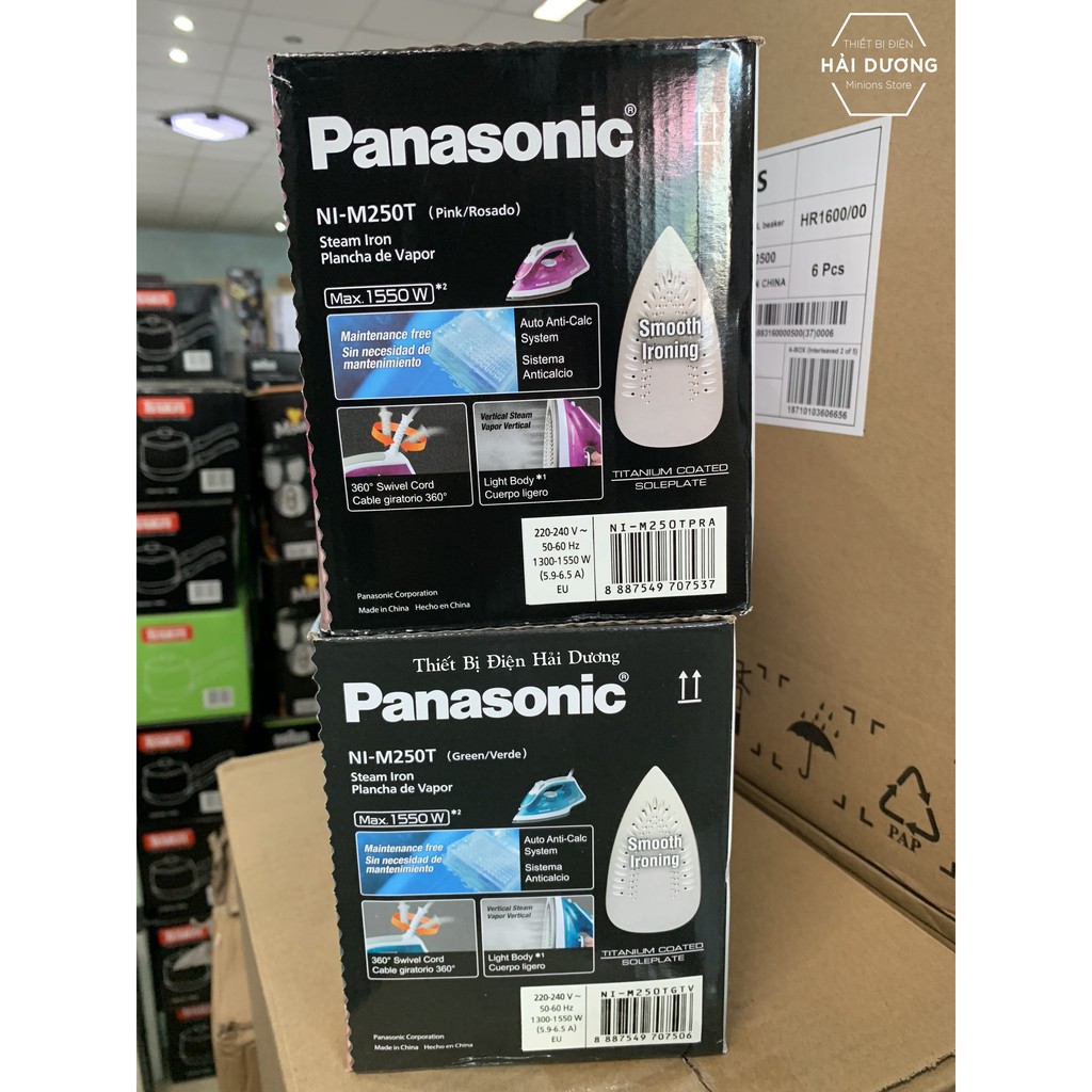 Bàn ủi hơi nước Panasonic NI-M250T 1550w - Mặt đế Titanium chống dính - Dung tích 210ml - Bảo hành 12 tháng