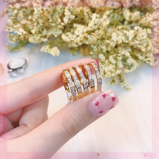 Nhẫn đơn/Nhẫn đôi titan nửa đá ko đen (kèm hộp)
