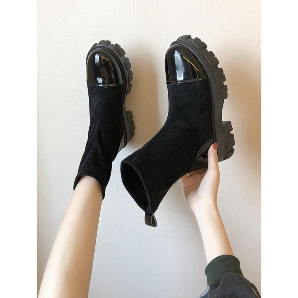 Giày Bốt/ Boot Nữ Độn Đế Da Lộn Cao Cấp Cá Tính MPS51 - Mery Shoes