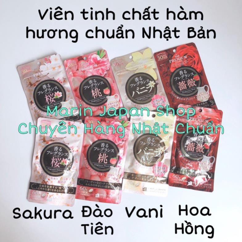 Viên tinh chất hàm hương thơm cơ thể  Hương hoa hồng, vani,đào tiên, sakura Nhật Bản hebora...