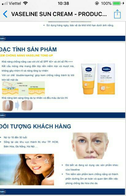 Kem chống nắng hằng ngày Vaseline SPF 50++