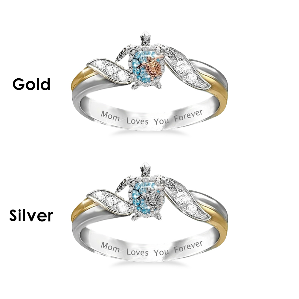 Nhẫn Đính Đá Zirconia Hình Rùa Biển Độc Đáo Thời Trang Cho Nữ|Mẹ Yêu Bạn Mãi Mãi / Nhiều Màu