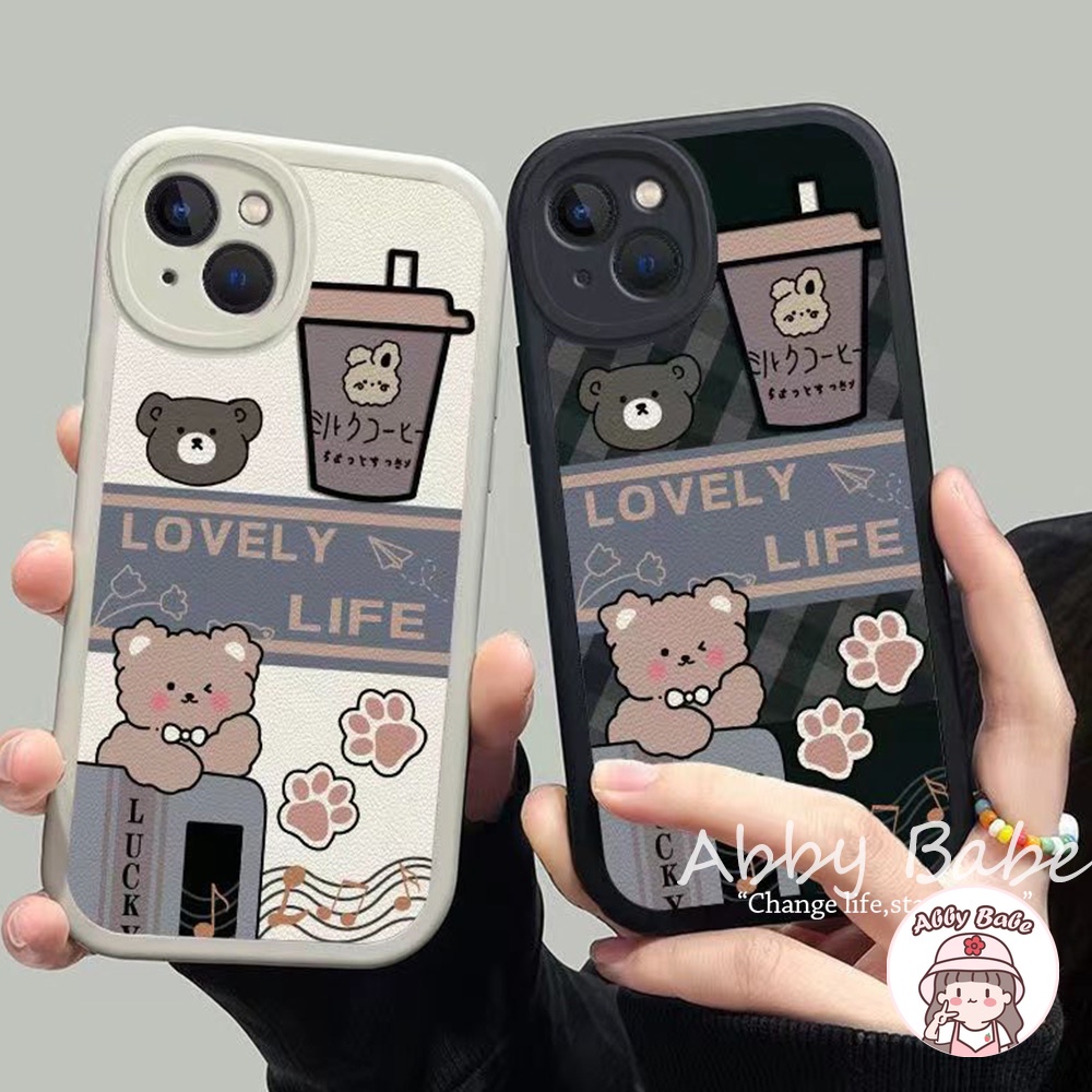 Ốp Điện Thoại Da TPU Mềm Mỏng Hình Trà Sữa / Gấu Nâu / Chữ Cho Iphone 11 7Plus 13 12 11 Pro Max X XS 12 13 XR