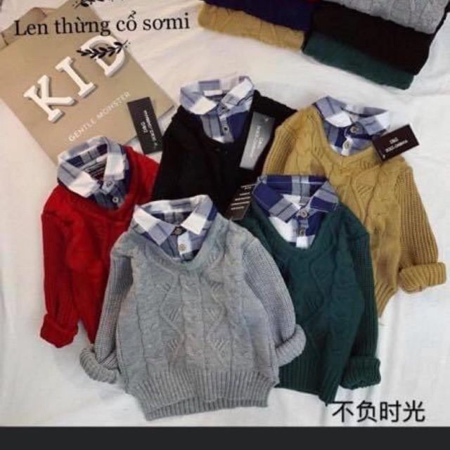 Áo len phối cổ sơmi cực sang cho bé