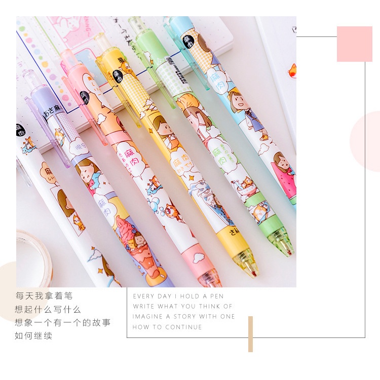 Bút Bi Cute Mực Gel, Bút Viết Cô Gái Nhật Xinh Xắn Dễ Thương ANANStore