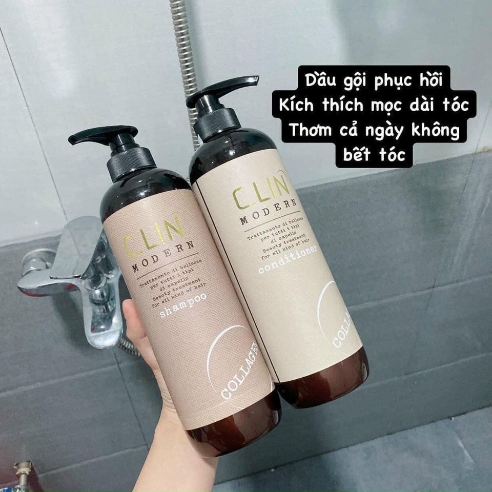 Cặp dầu gội xả C.LIN Collagen sạch gầu tóc mềm mượt