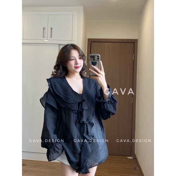 Áo bèo tay bo dài điệu chất đũi sần