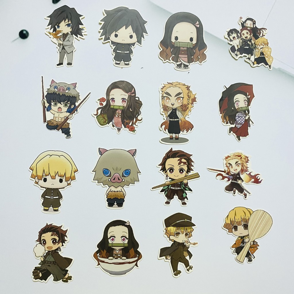 Bộ hình dán - sticker anime Kimetsu no Yaiba dán trang trí laptop, máy tính bỏ túi, vali, điện thoại, đàn ghit